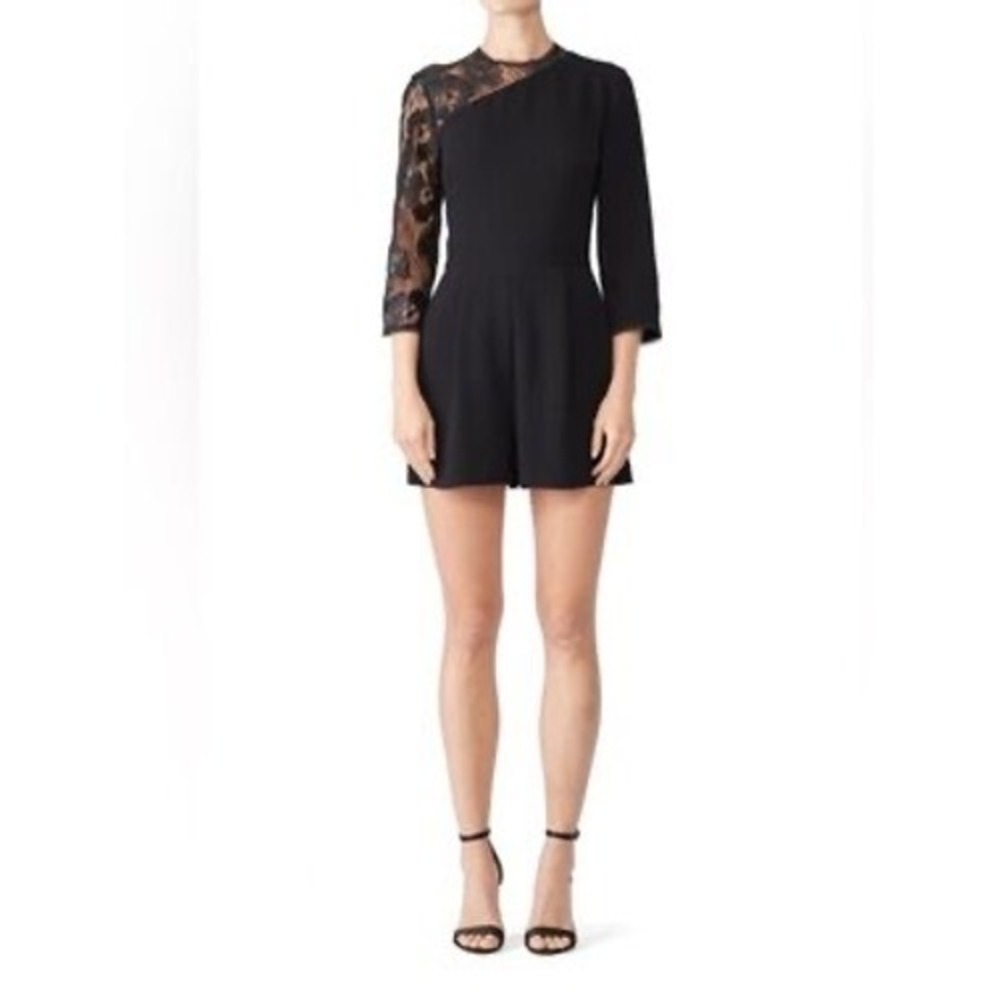 Shoshanna Marseille Black Lace Metallic‎ Romper Size 6 Cocktail